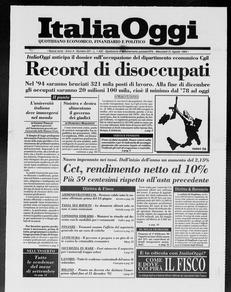 Italia oggi : quotidiano di economia finanza e politica